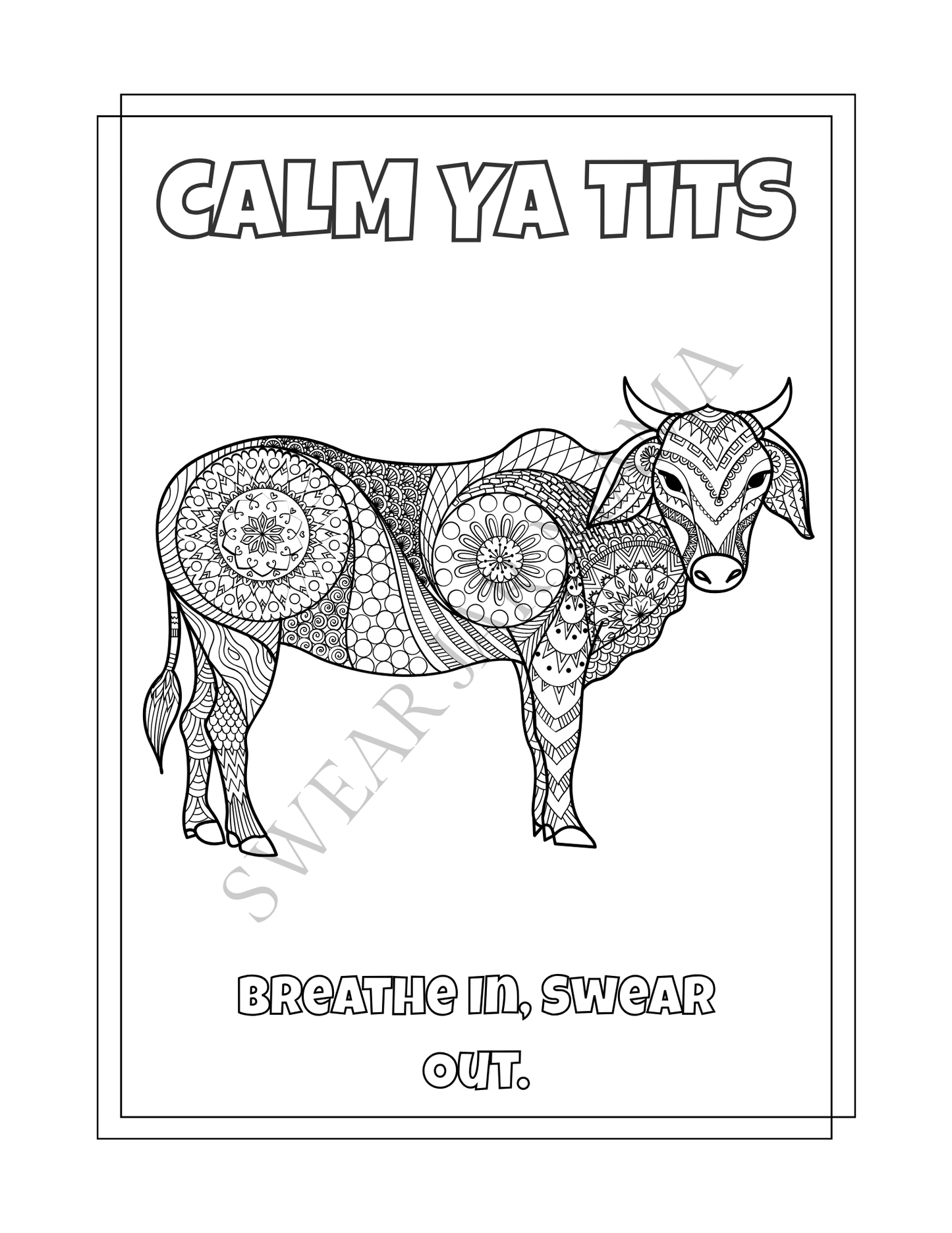 Rude swearing design from Sht’s Fcked colouring book – Printable adult PDF for stress relief and fun
