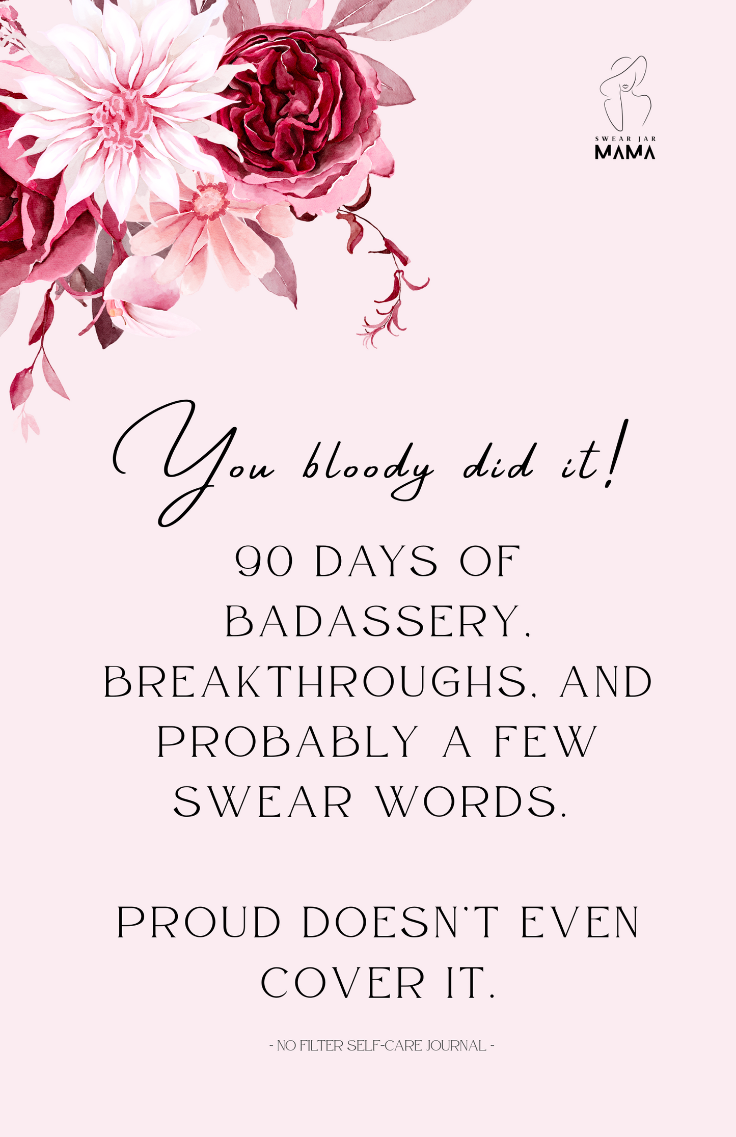 90-Day Cheeky Self-Care Journal PDF – No Filter Series by Swear Jar Mama | Motivational Printable Journal