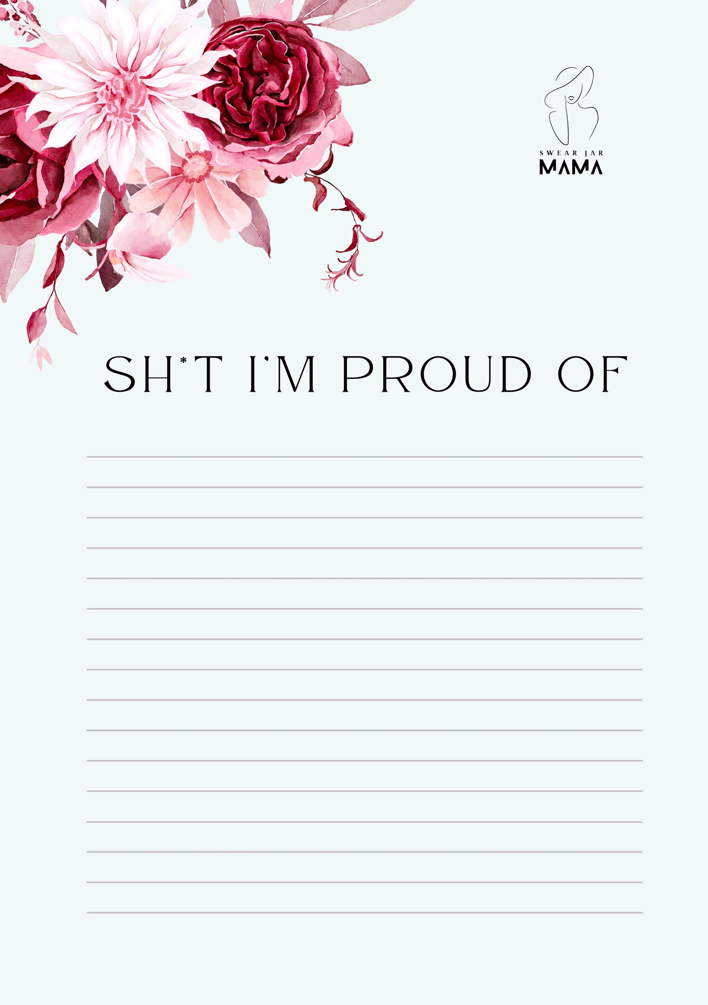 Lined Journal PDF – No Filter Series by Swear Jar Mama | Sassy Printable Notebook