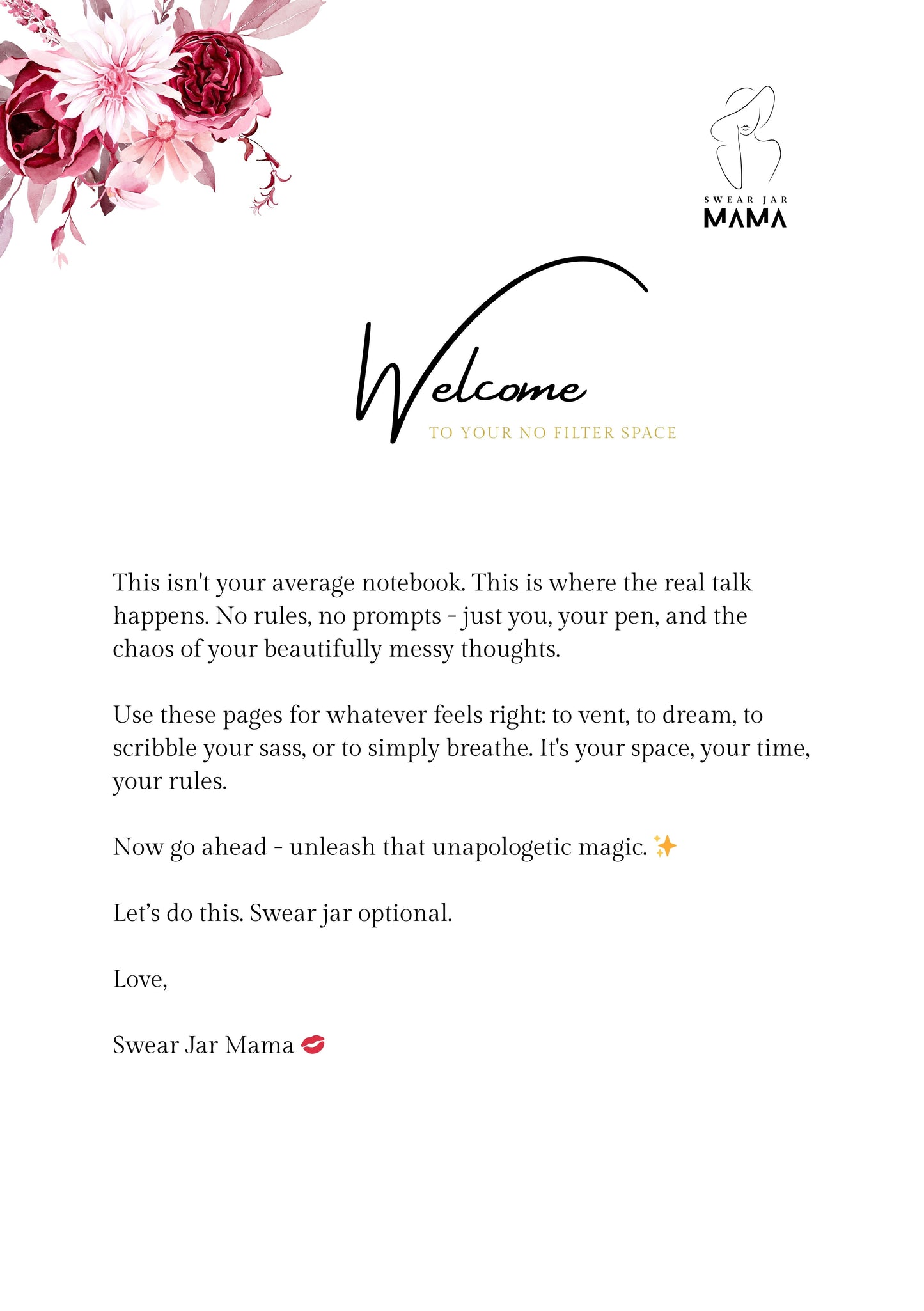 Lined Journal PDF – No Filter Series by Swear Jar Mama | Sassy Printable Notebook