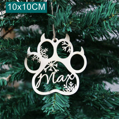Christmas Tree Wooden Pendant Personalised Pet Name