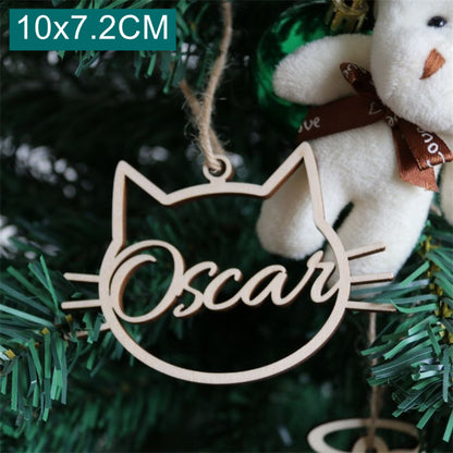 Christmas Tree Wooden Pendant Personalised Pet Name