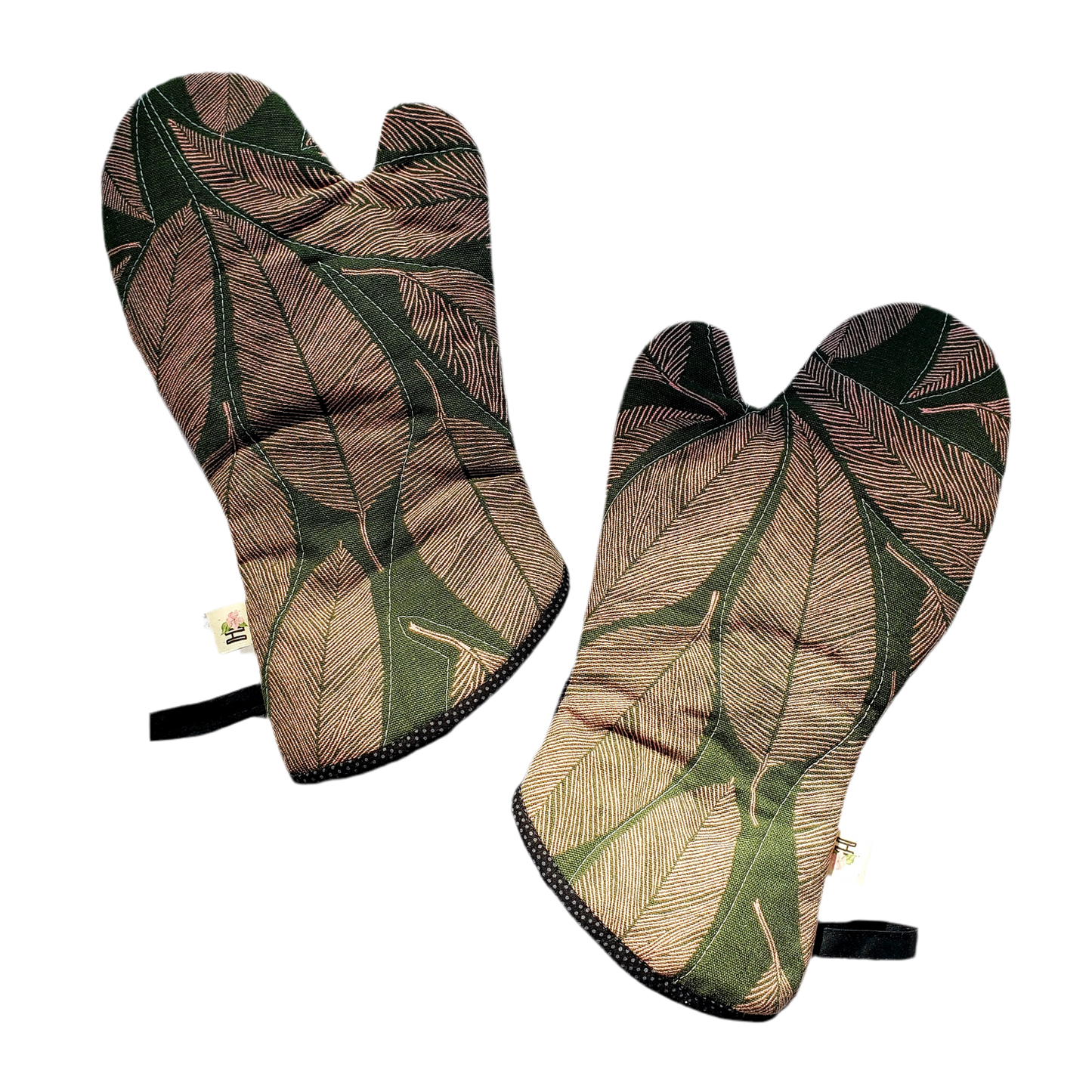 Heat proof oven mitt - Khaki ferns