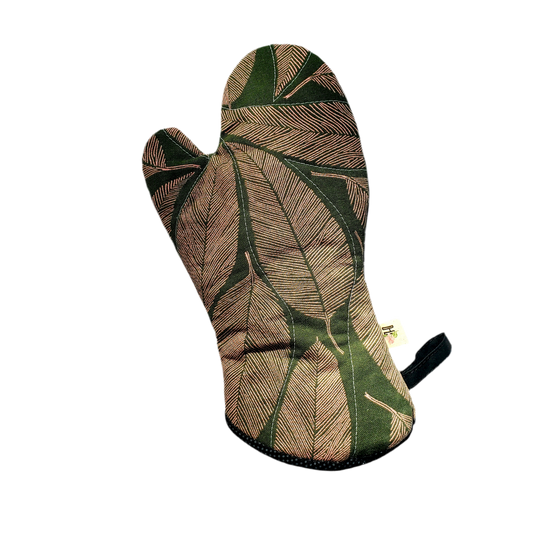 Heat proof oven mitt - Khaki ferns