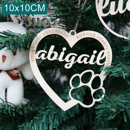 Christmas Tree Wooden Pendant Personalised Pet Name