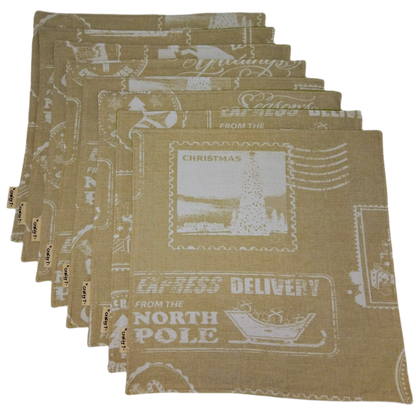Green Indian Cotton & Christmas print reversible placemat