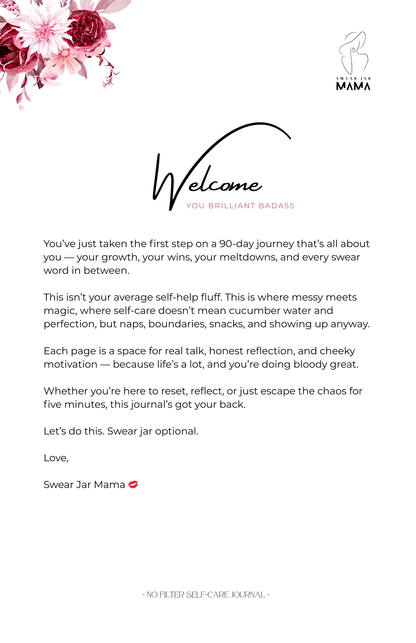 90-Day Cheeky Self-Care Journal PDF – No Filter Series by Swear Jar Mama | Motivational Printable Journal
