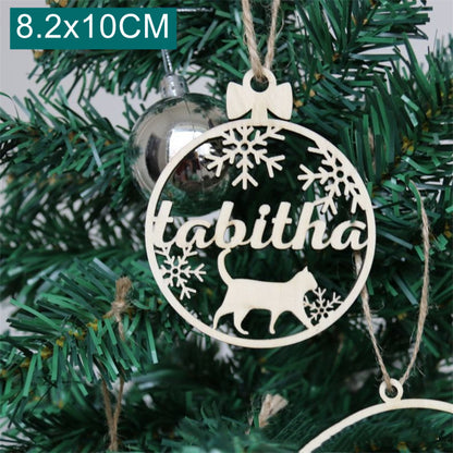 Christmas Tree Wooden Pendant Personalised Pet Name