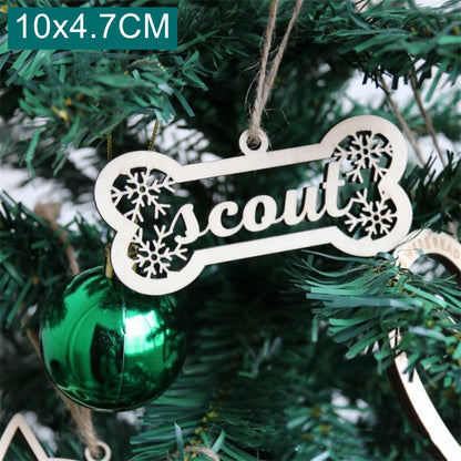 Christmas Tree Wooden Pendant Personalised Pet Name