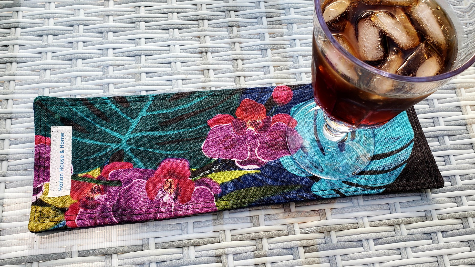 Orchid on Charcoal Coastie / Drink Runner - Harlan House & Home