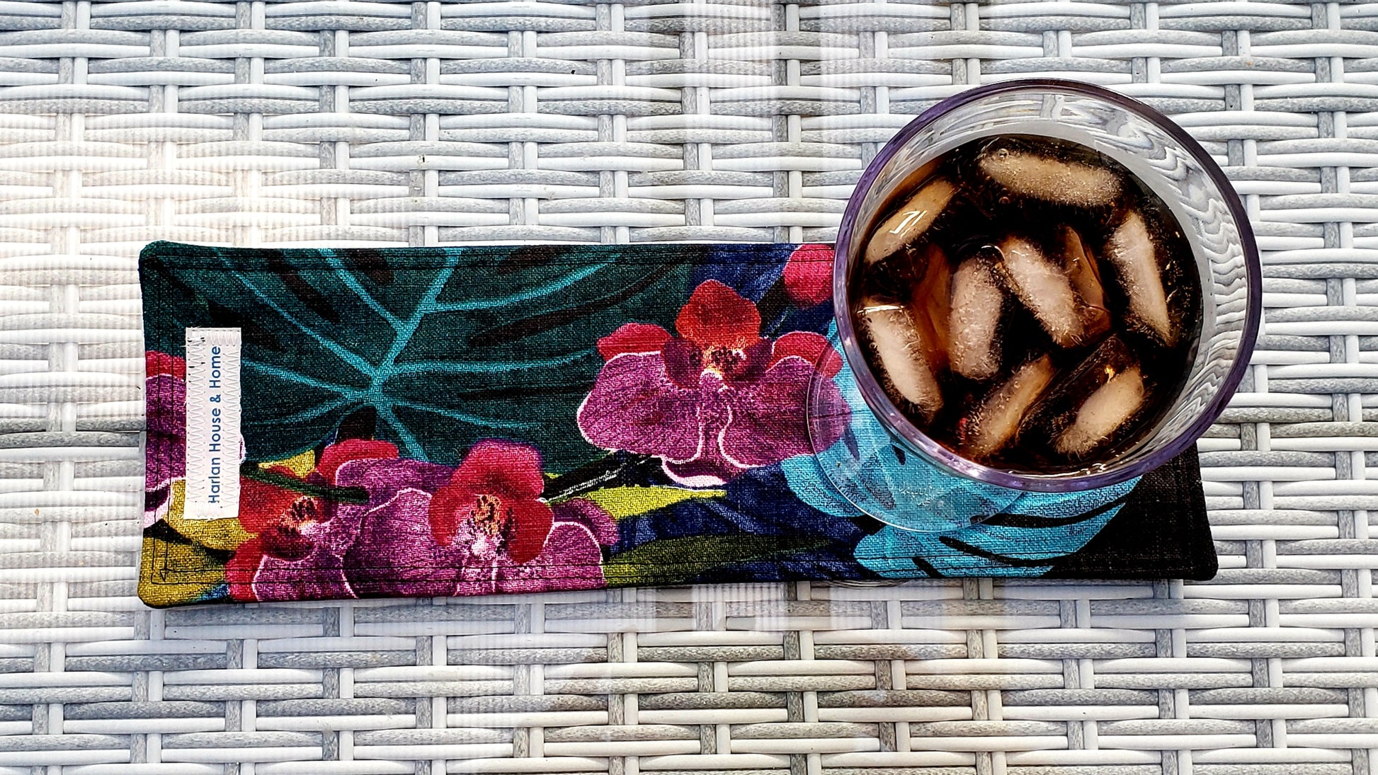 Orchid on Charcoal Coastie / Drink Runner - Harlan House & Home