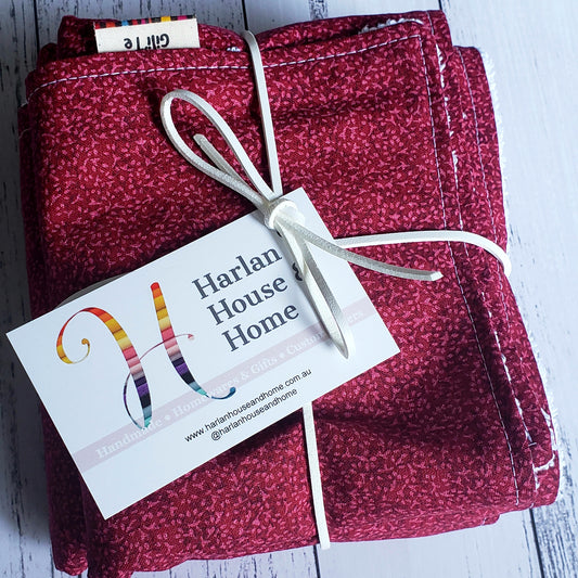 Burp Cloth: Red batik flowers - Harlan House & Home