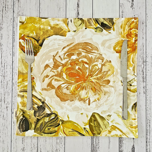 Handmade Abstract Yellow Flowers Reversible Placemats (set of 6) - Harlan House & Home