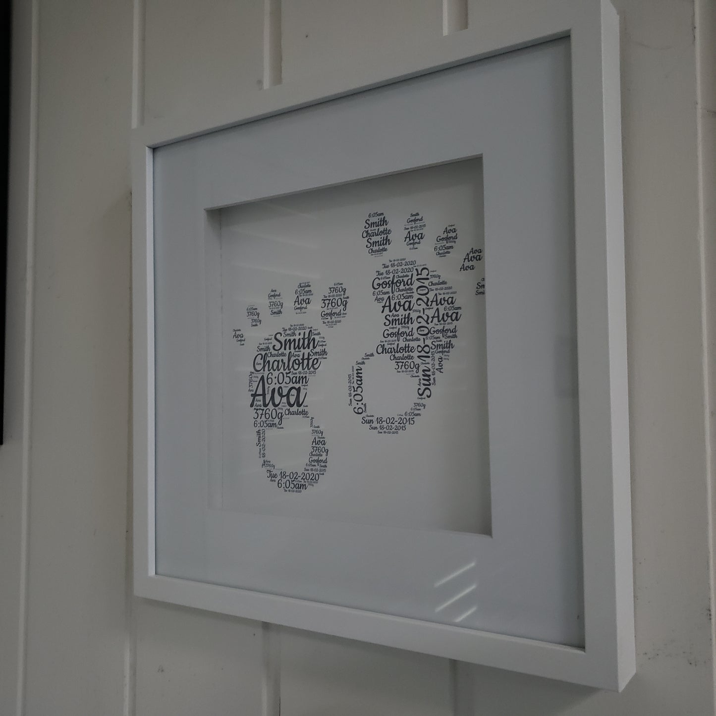 Framed Personalised Birth Details Footprints