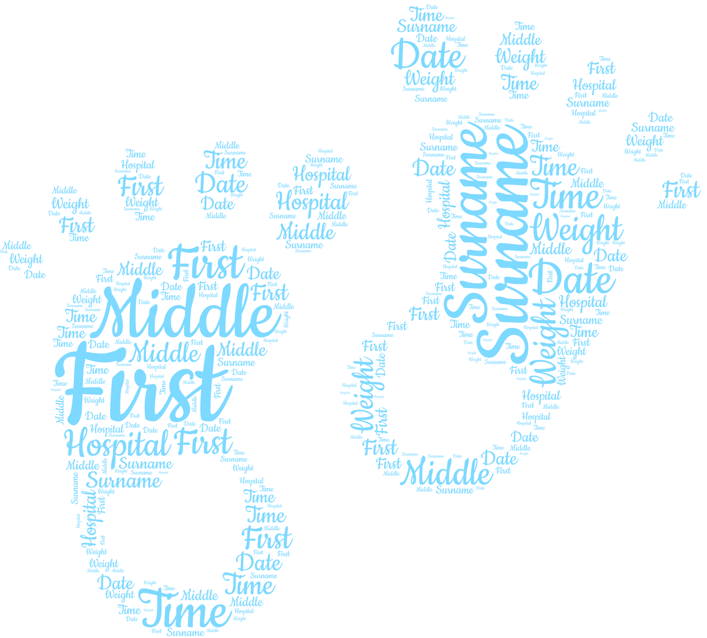 Framed Personalised Birth Details Footprints