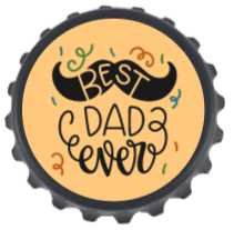 Bottle Opener Fridge Magnet - Best dad ever (moustache yellow background)