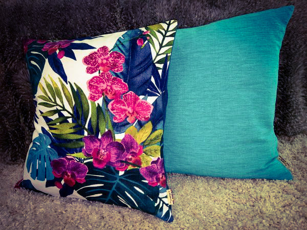 Orchid on White Cushion Cover - Harlan House & Home