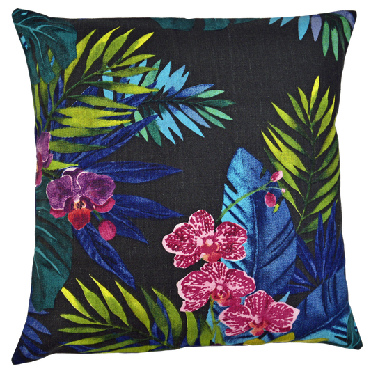 Orchid on Charcoal Cushion Cover - Harlan House & Home