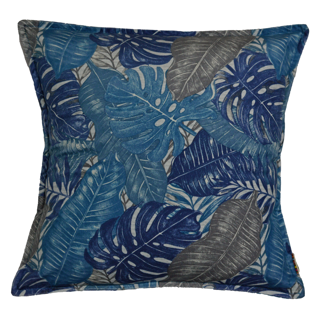 Navy Monstera Leaves Cushion Cover