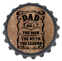 Bottle Opener Fridge Magnet - Dad the man the myth the legend (brown)