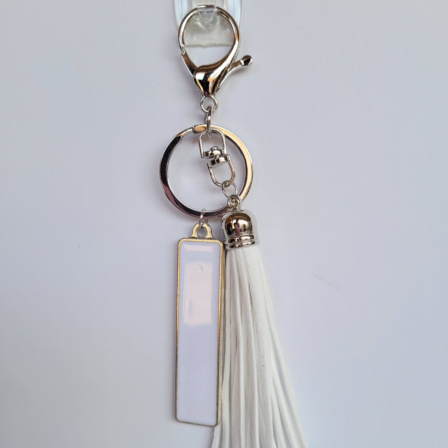 Personalised tassel key ring (White)