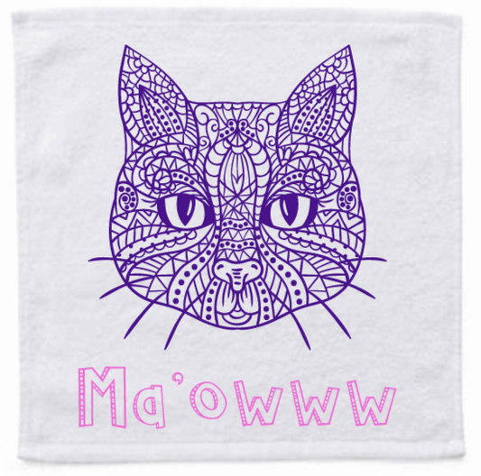 Personalised Face Washer - Mandala Cat