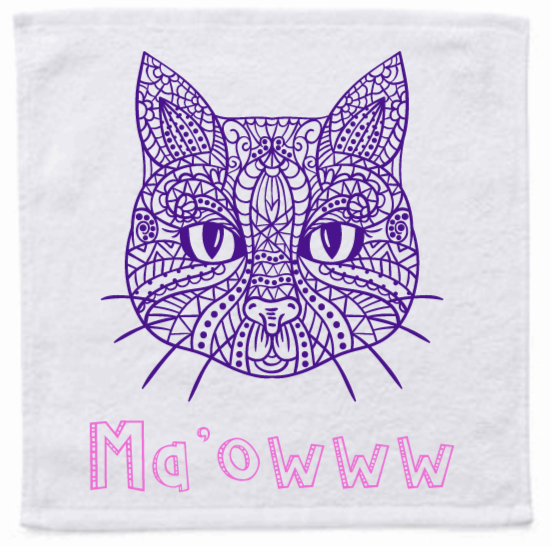 Personalised Face Washer - Mandala Cat