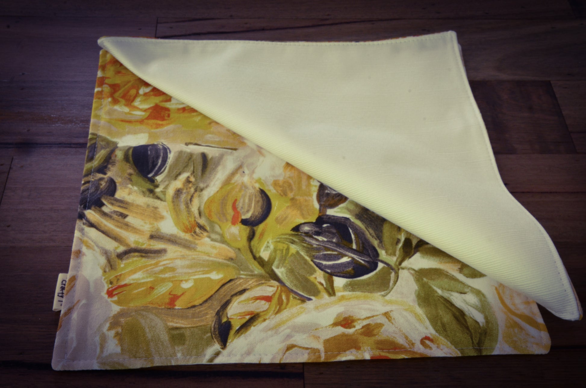 Yellow Abstract Floral & White Textured Stripes reversible placemats - Harlan House & Home