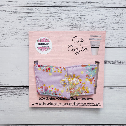 Cup Cozie: Purple floral - Harlan House & Home