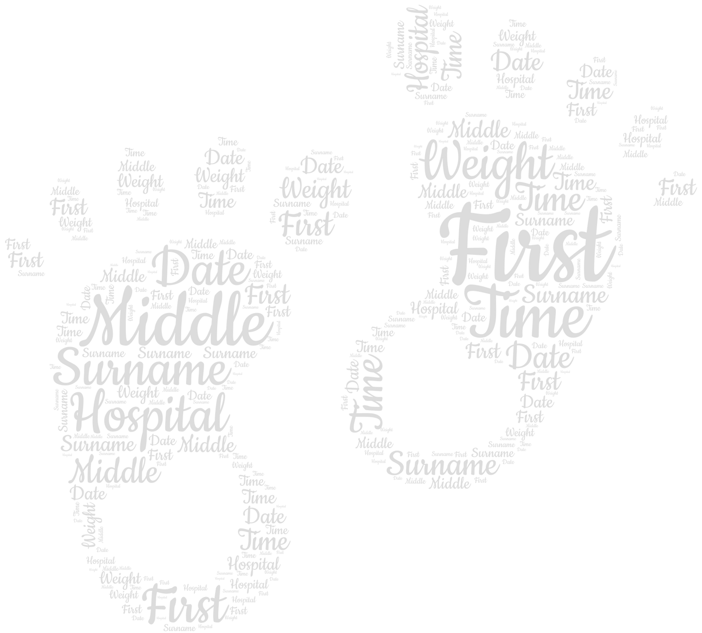 Framed Personalised Birth Details Footprints