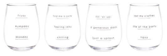 IOco Wine Tumblers (Set of 4) - Unbreakable Tritan - Original sayings