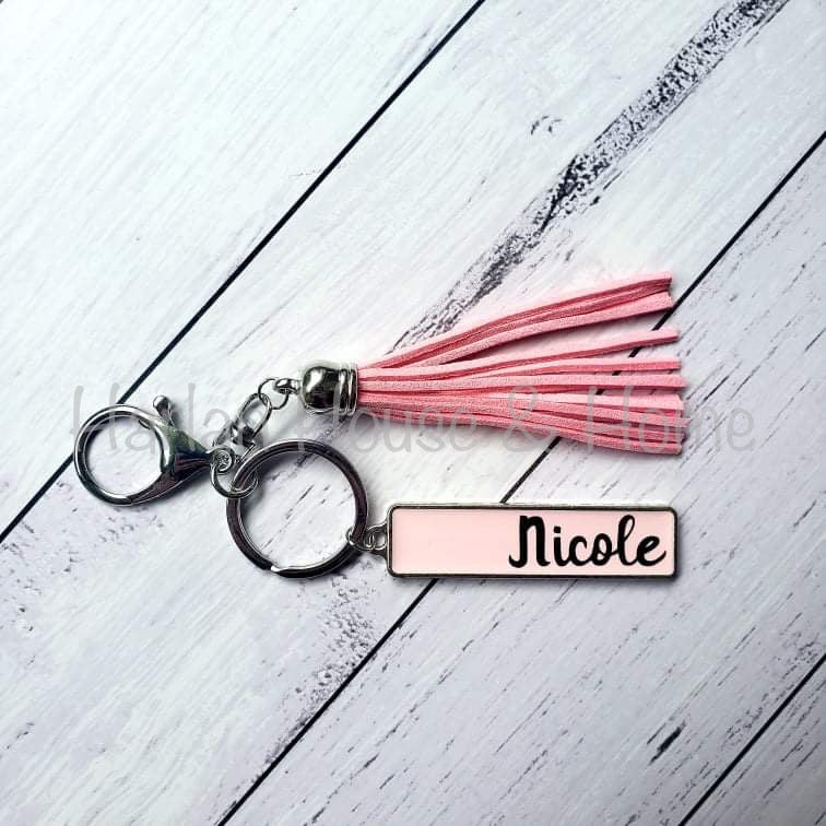 Personalised tassel key ring (Pink)