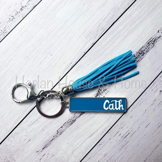 Personalised tassel key ring (Cobalt Blue)