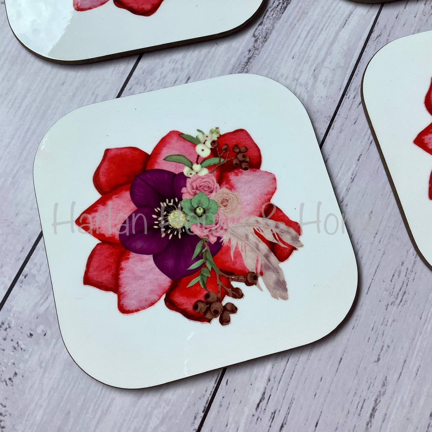 Coaster Set (4) - Boho flowers